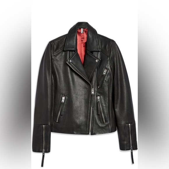 Topshop Dolly Leather Biker Jacket - Picture 1 of 14